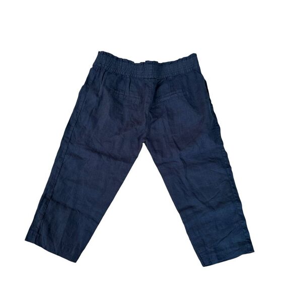 One of a kind Emee style 100% linen navy blue capri pants elastic waist sz XL - Picture 2 of 9